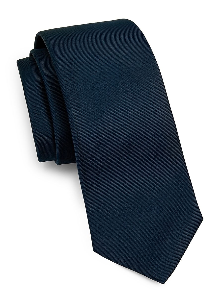 Men's Solid Silk Tie - Dark Navy
