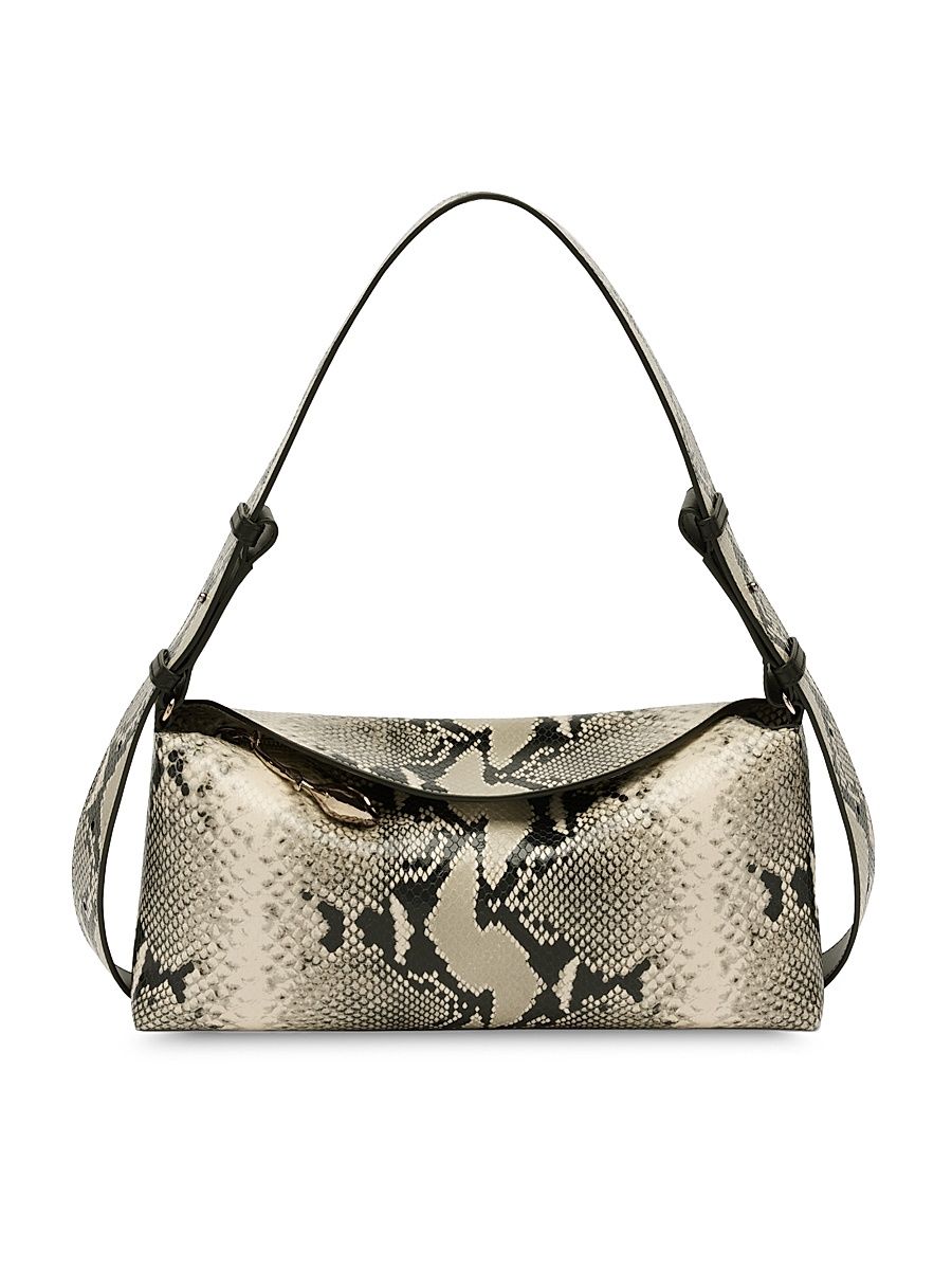 Women's Bloom Snake-Embossed Leather East-West Shoulder Bag - Natural