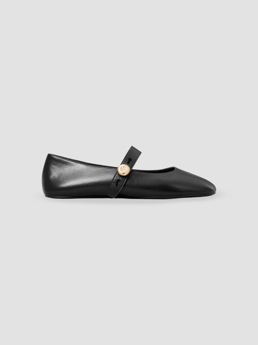 Tory Burch Women's Romy Leather Mary Janes - Black - Size 9.5