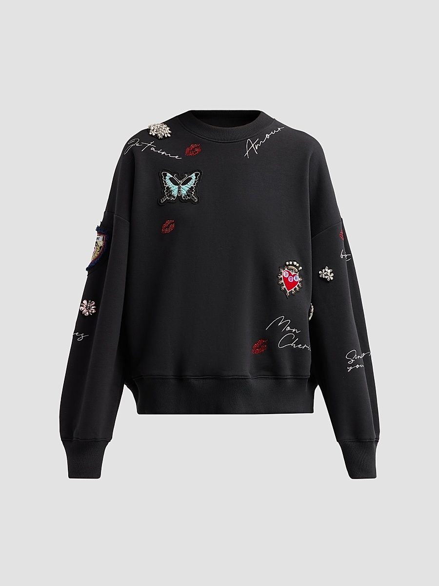 Women's Greatest Hits Brandy Crewneck Sweatshirt - Black Multi - Size XL