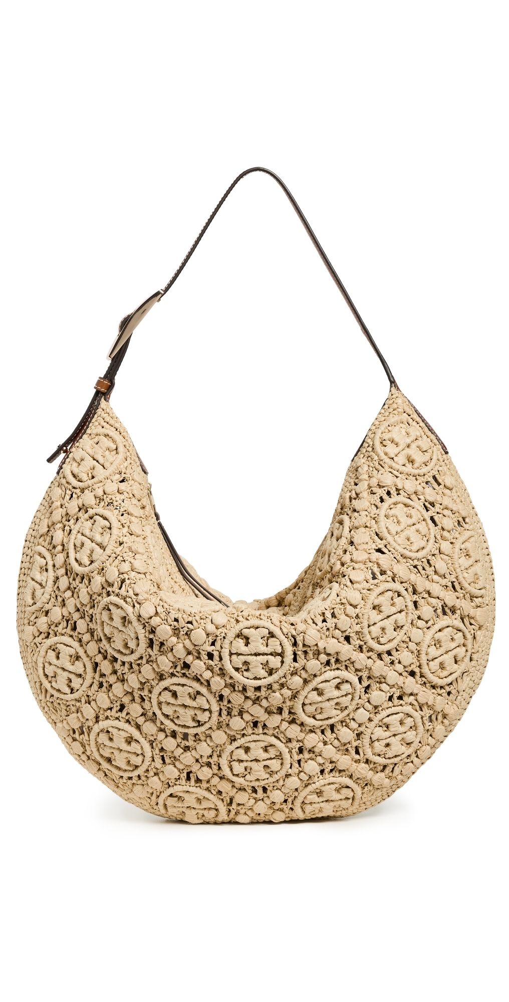 Tory Burch T Monogram Raffia Balloon Bag Natural One Size