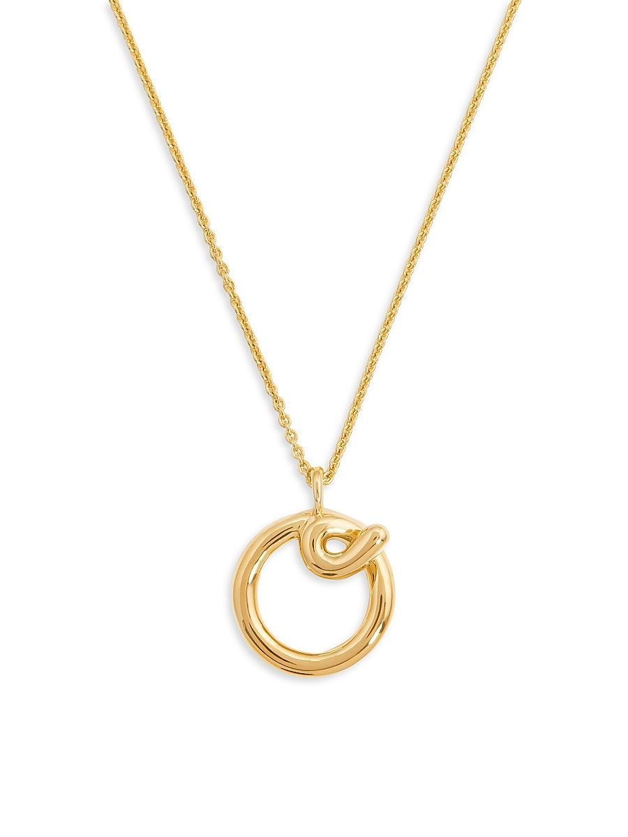 Women's 18K-Yellow-Gold Vermeil Curly Molten Initial Pendant Necklace - Initial O