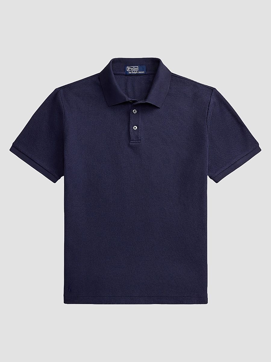 Men's Cotton Pointelle Polo Shirt - Newport Navy - Size Large
