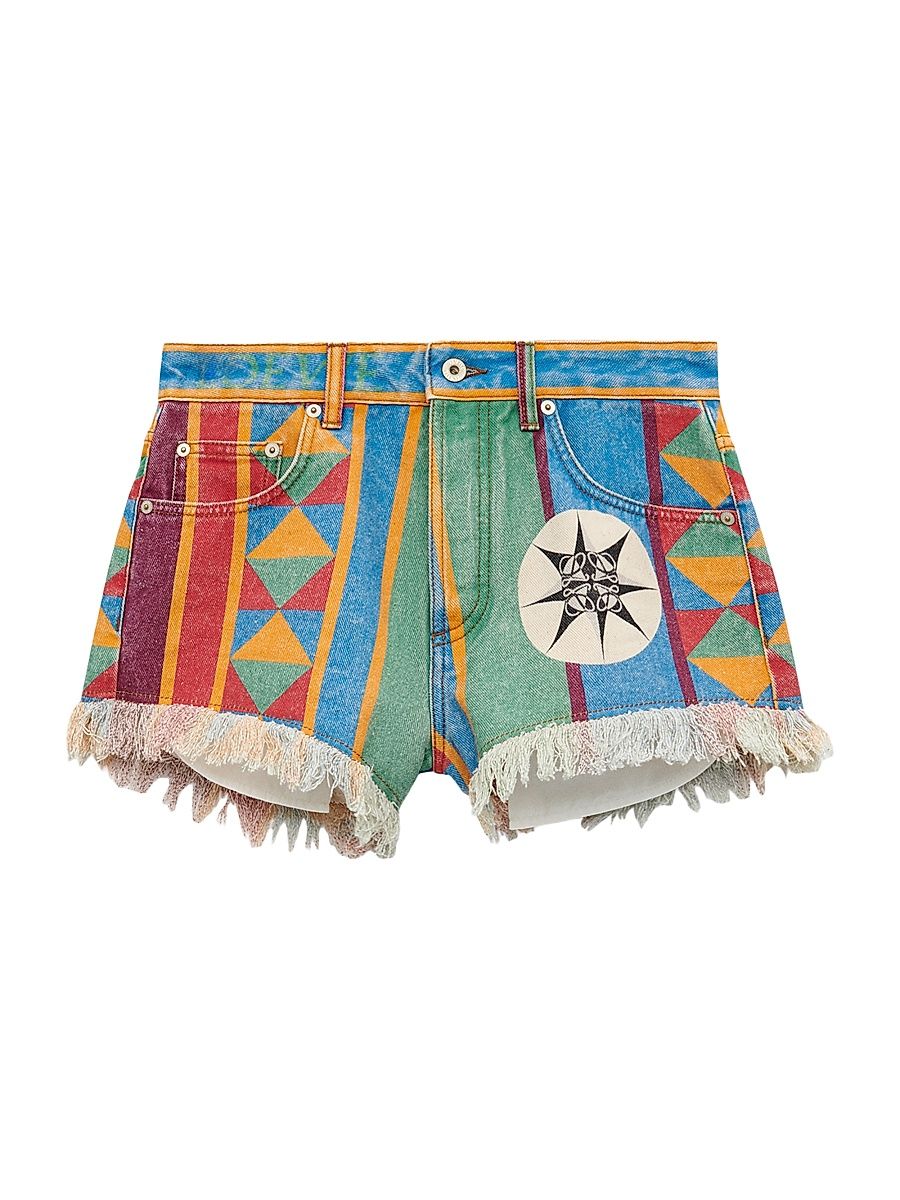 Women's LOEWE x Paula's Ibiza Printed Denim Shorts - Size 2