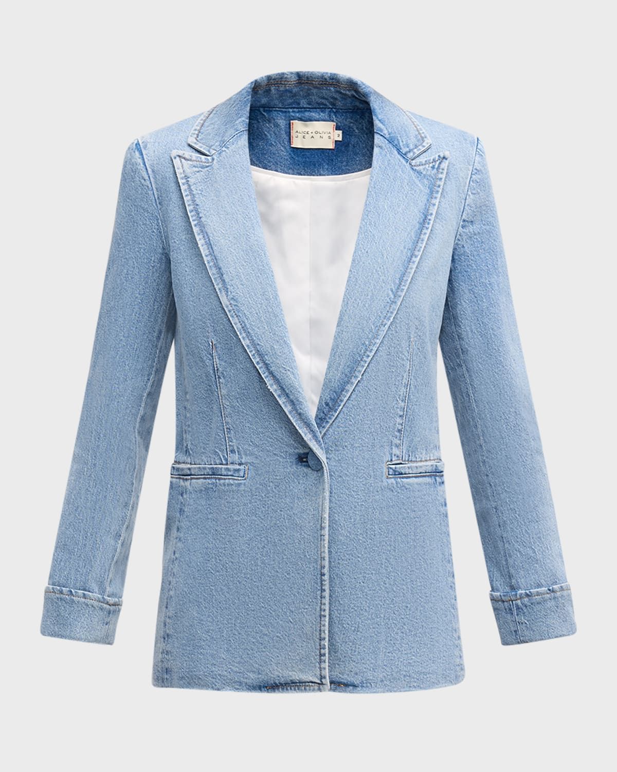 Justine Denim Roll-Cuff Longline Blazer