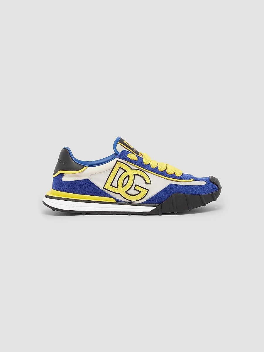 Dolce & Gabbana Men's Logo Nylon & Suede Low-Top Sneakers - Sole Royal - Size 13