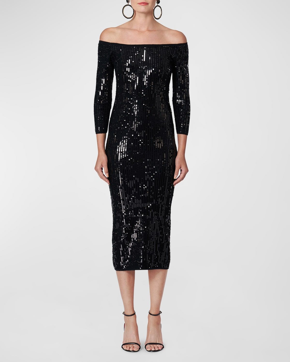 Sequined Knit Midi Dress