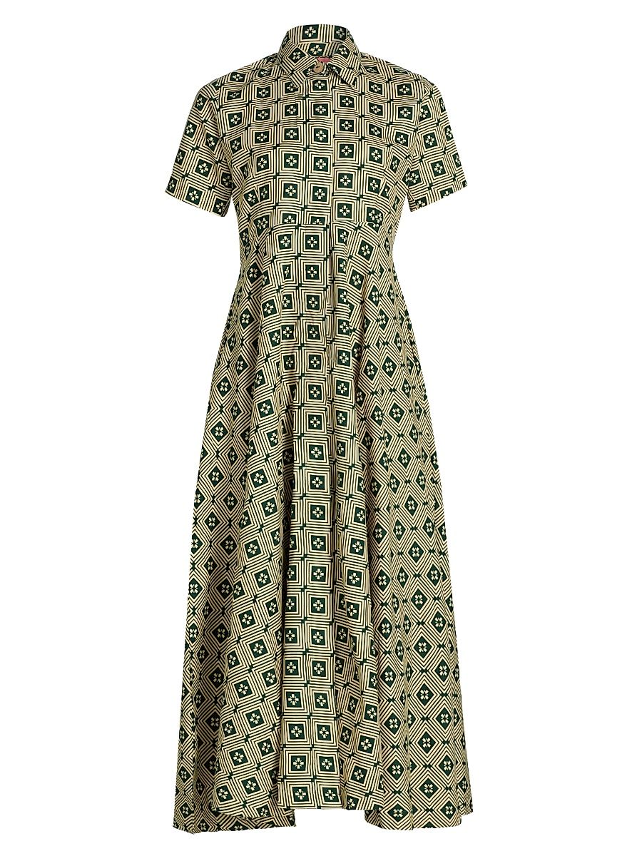 Women's Feyi Printed Cotton Maxi Shirtdress - Tan Multi - Size Medium