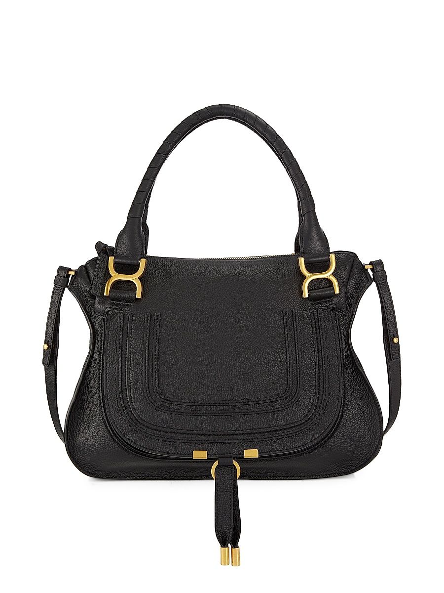 Women's Medium Marcie Leather Double Carry Satchel - Black