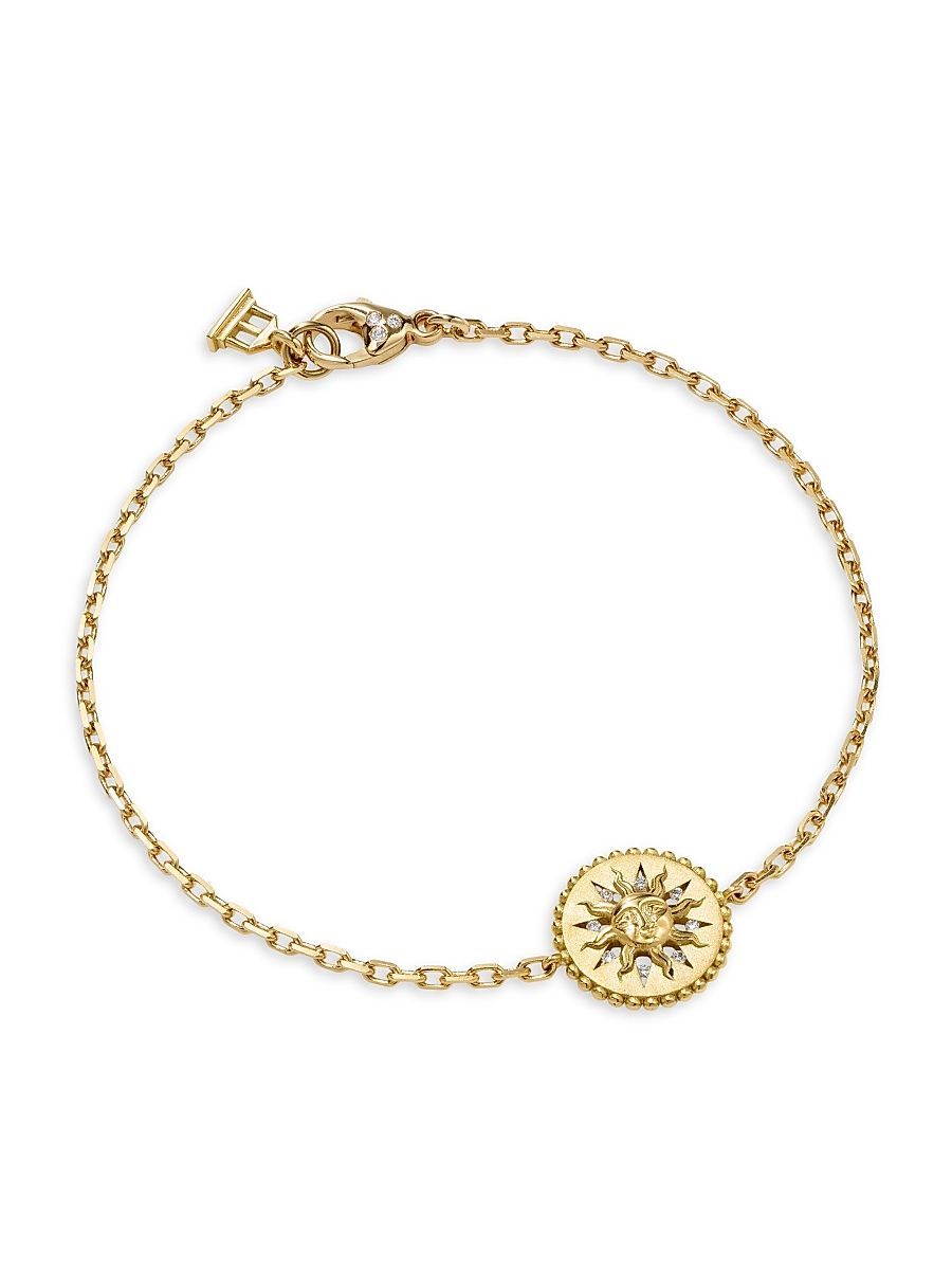 Women's Celestial Orbit 18K Yellow Gold & 0.2 TCW Diamond Sun Charm Bracelet - Yellow Gold