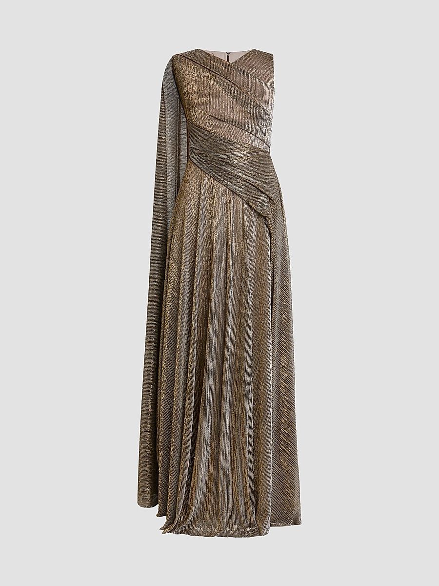 Women's Metallic Voile Gown - Gold - Size 16