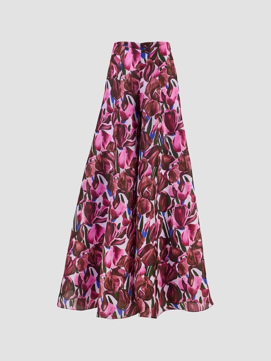 Carolina Herrera Women's Floral Silk Wide-Leg Pants - Rioja Multi - Size 12