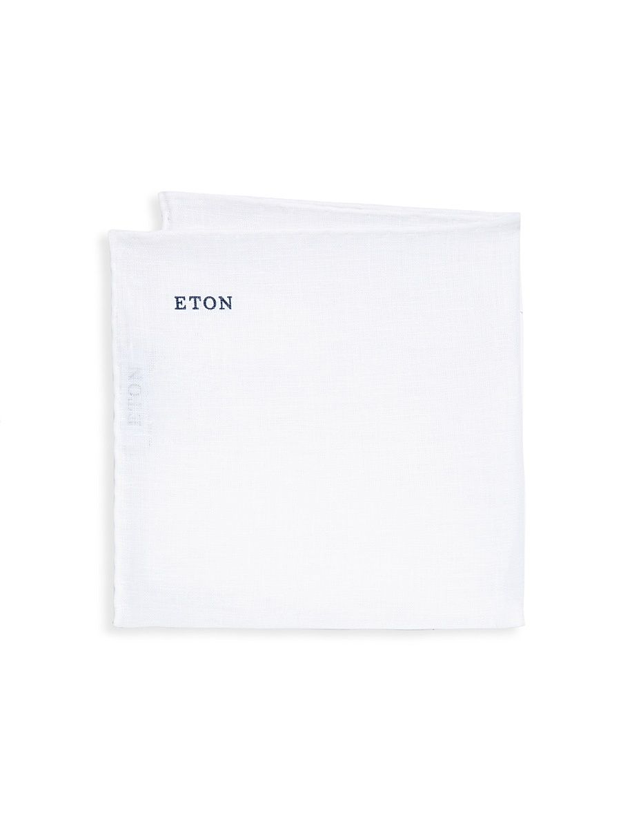 Men's White Linen Pocket Square - White
