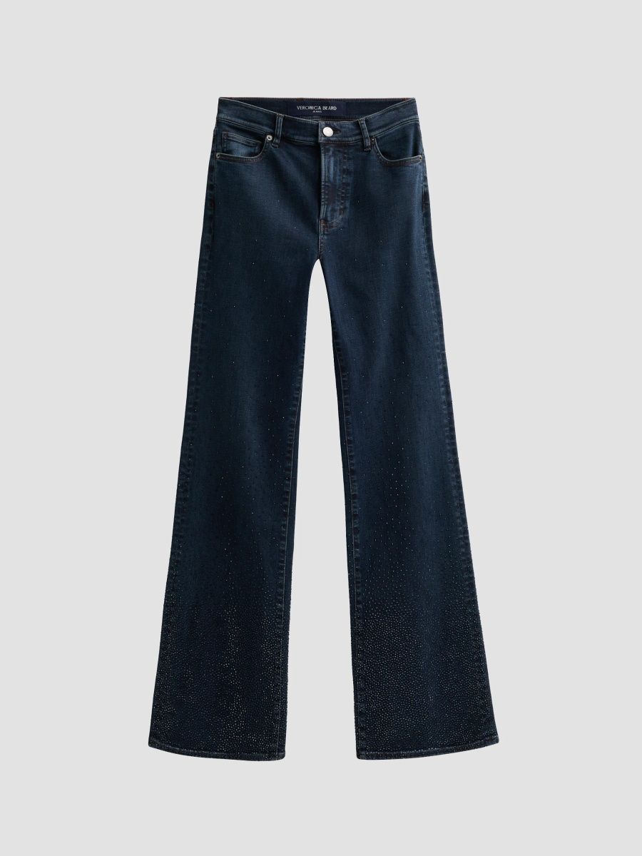 Veronica Beard Women's Crosbie Rhinestone Gradient Jeans - Dark Midnight - Size 32