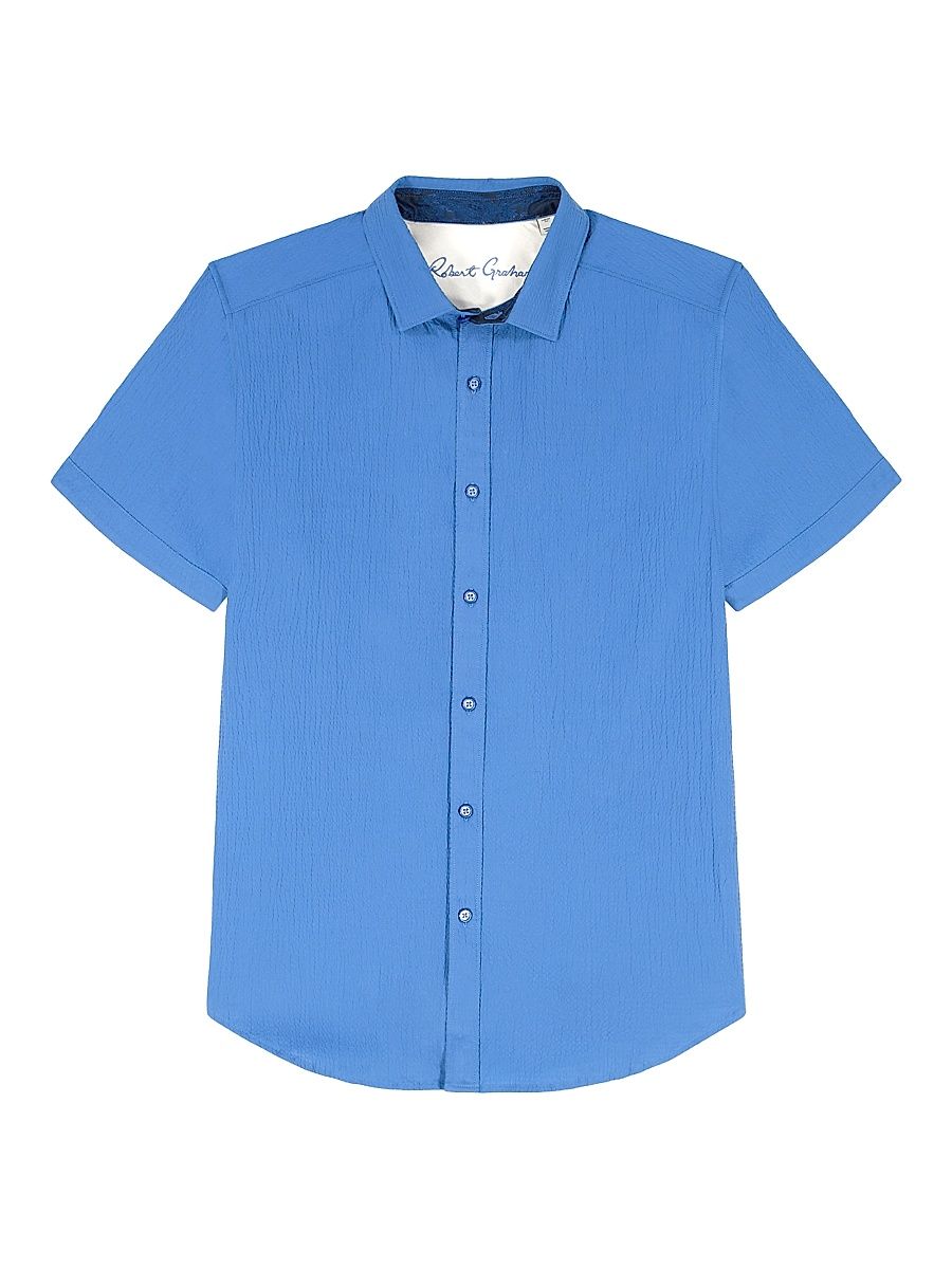 Men's Thresher Seersucker Short-Sleeve Shirt - Blue - Size Large