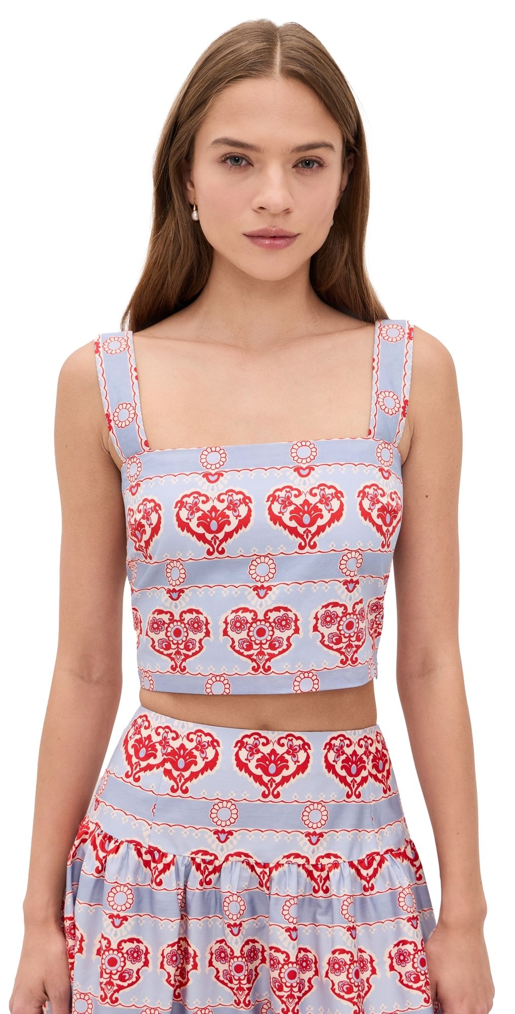 Hill House Home The Clara Crop Top Poppy Damask Stripe XS