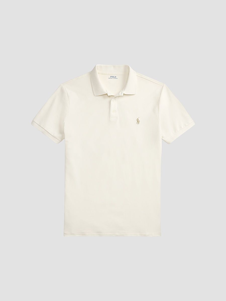 Men's Cotton Mesh Polo Shirt - Pale Cream - Size XXL