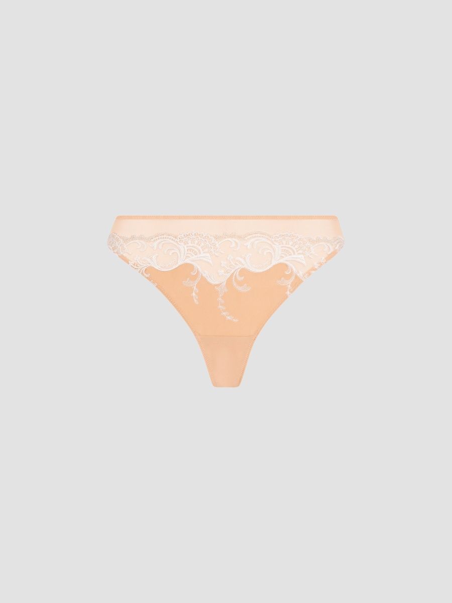 Lise Charmel Women's Splendeur Soie Silk-Blend Thong - Splendeur Peche - Size XS