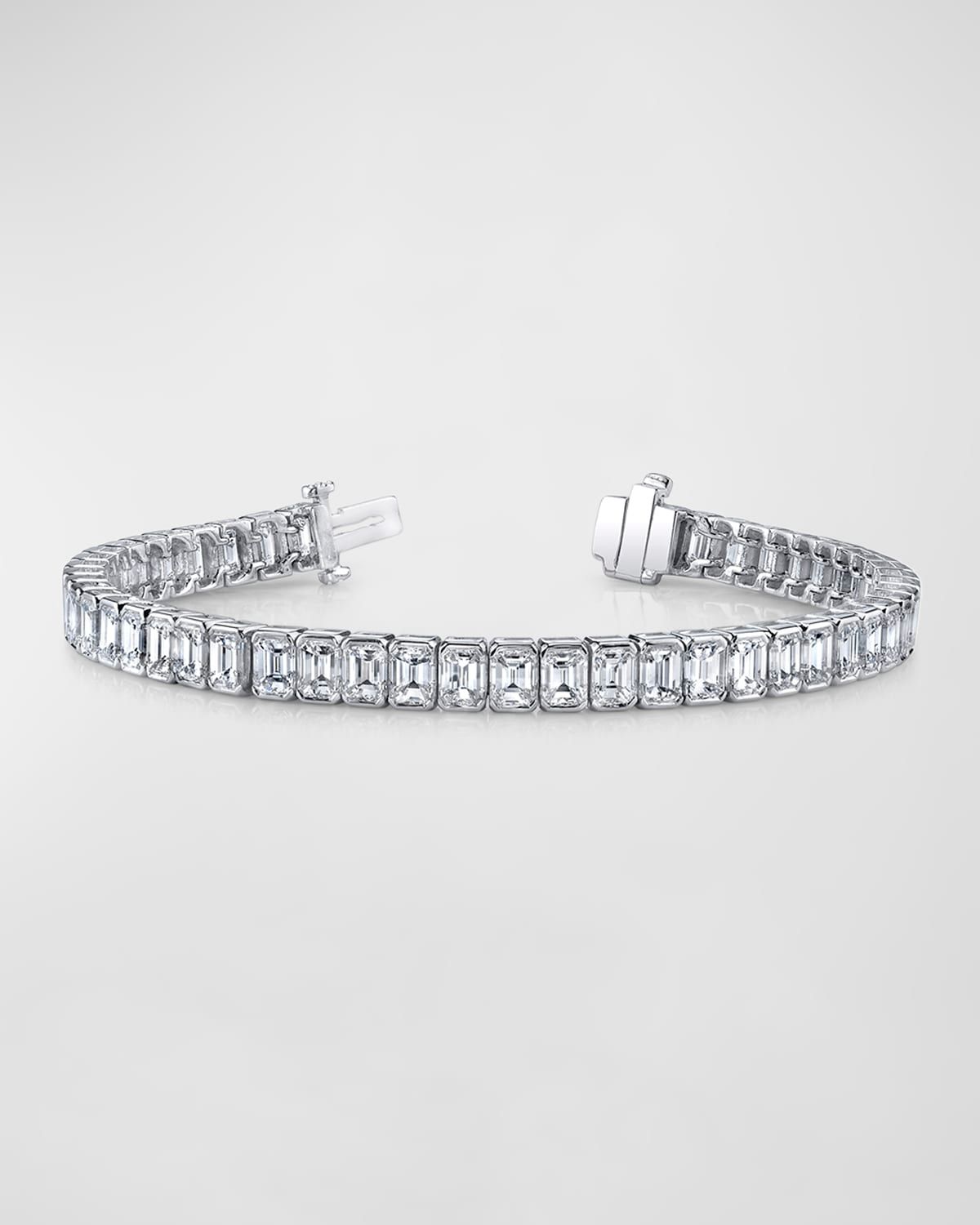 Platinum White Diamond Half-Bezel Bracelet, 7", 15.82tcw