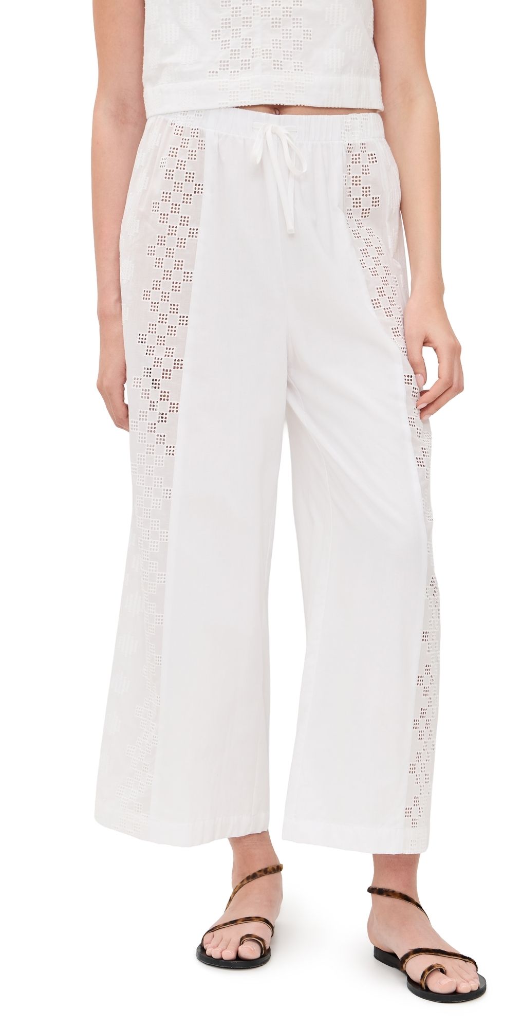 Splendid Kenzie Geo Eyelet Pants White XL
