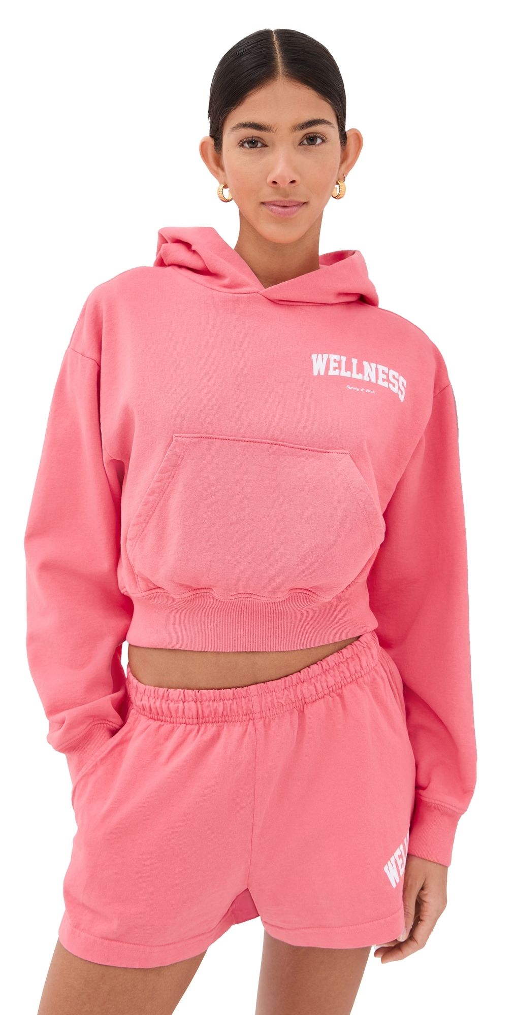 Sporty & Rich Wellness Ivy Cropped Hoodie Cotton Candy/White S