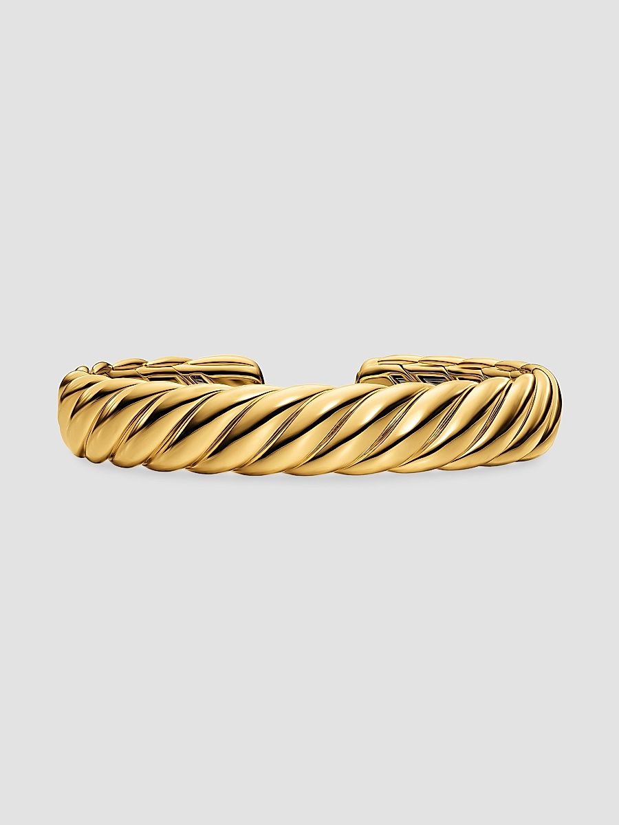 Women's Sculpted Cable Flex Bracelet in 18K Yellow Gold, 11MM - Gold - Size Medium