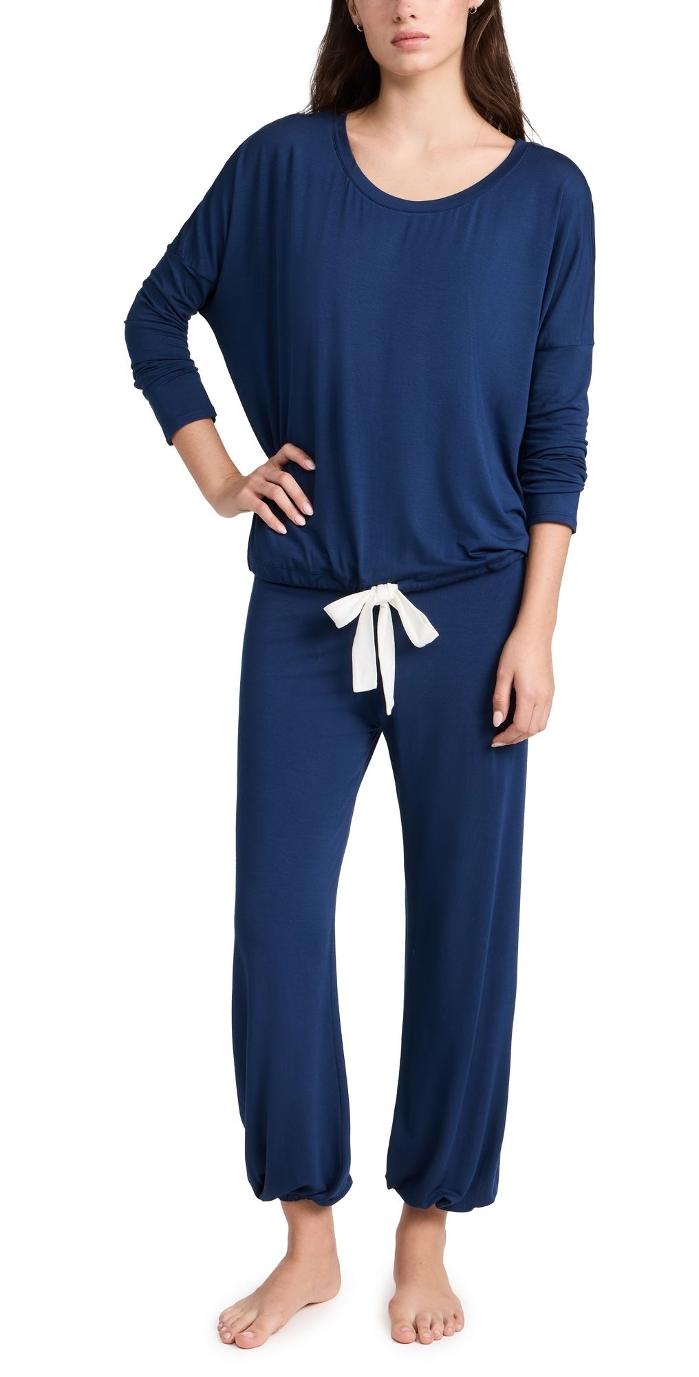 Eberjey Gisele The Slouchy Pajama Set Navy/ Ivory L