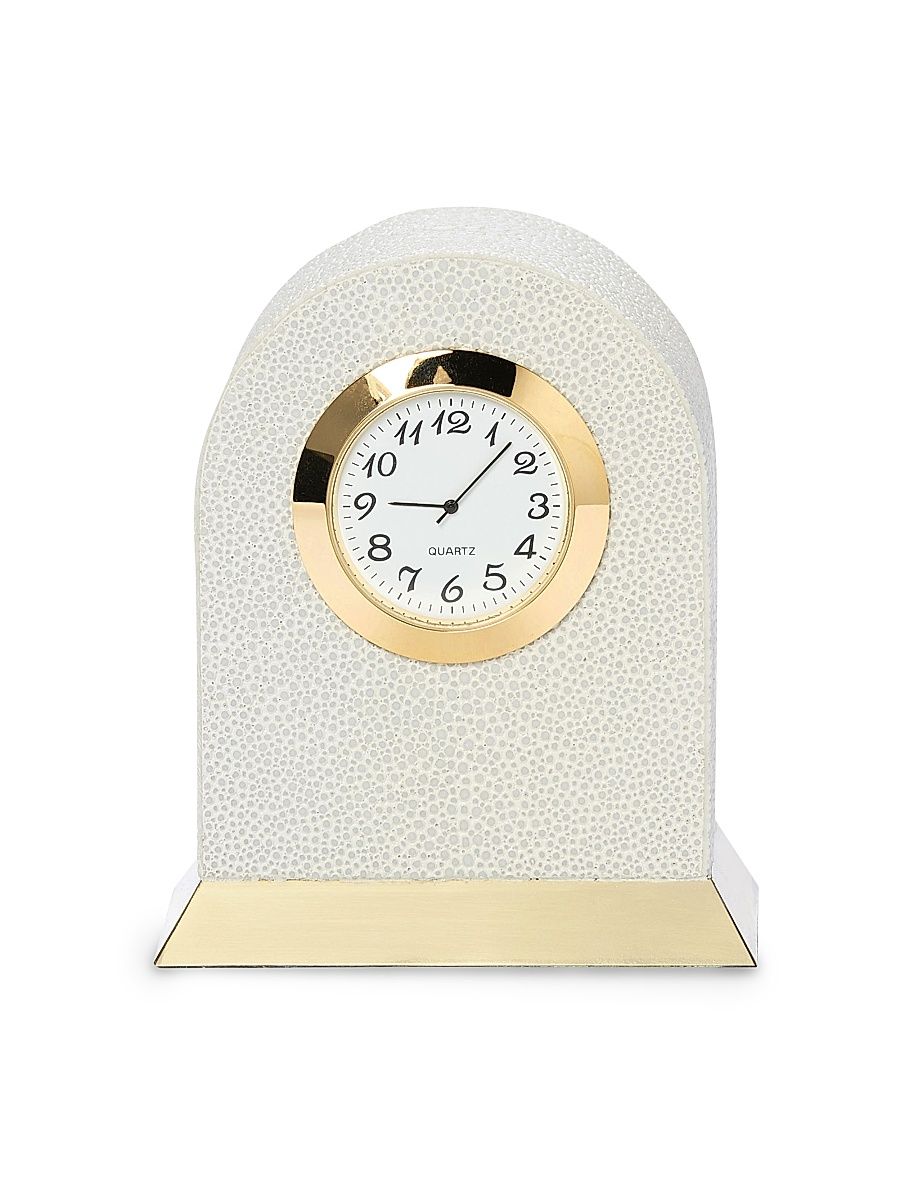 Fondi Blanc Faux Shagreen Clock - Blanc