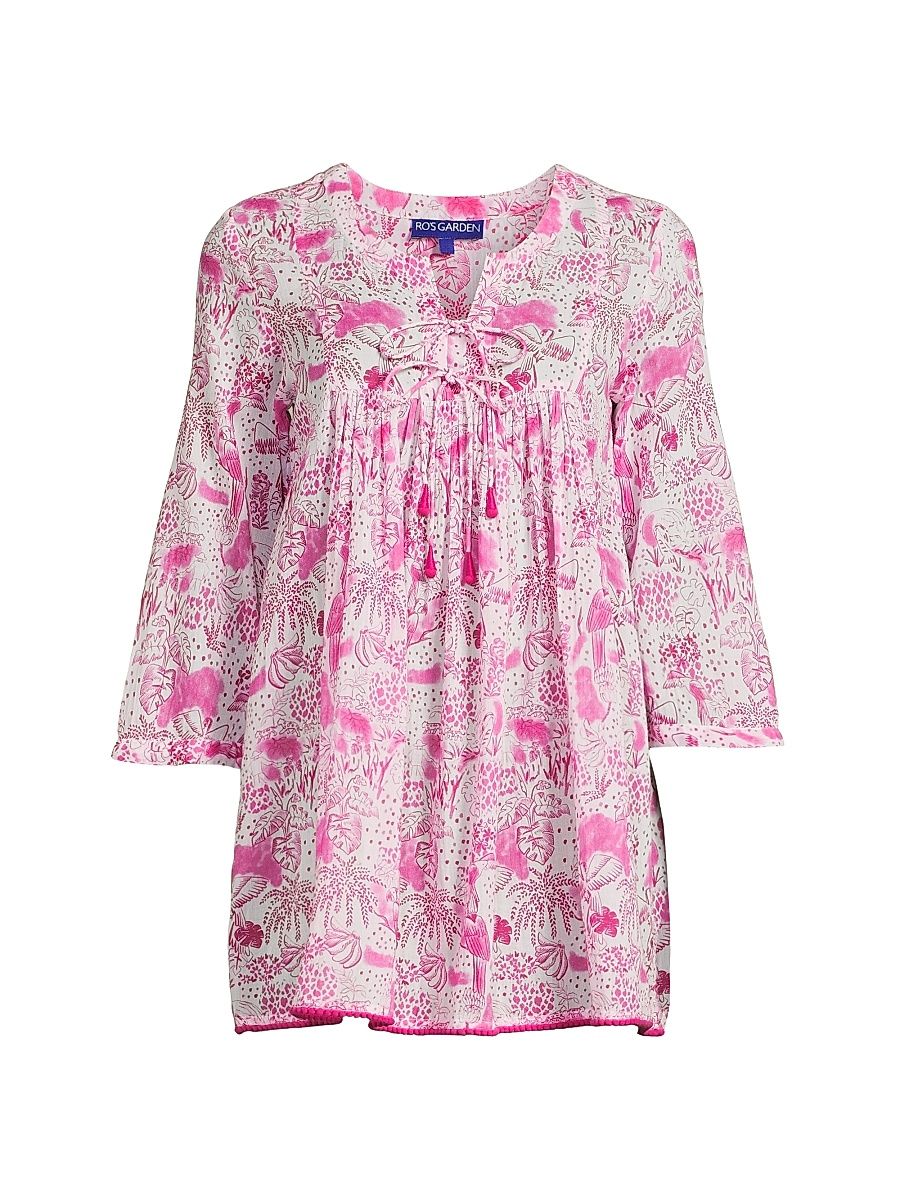 Women's Seychelles Floral Cotton Tunic - Pink Anaplois - Size Large