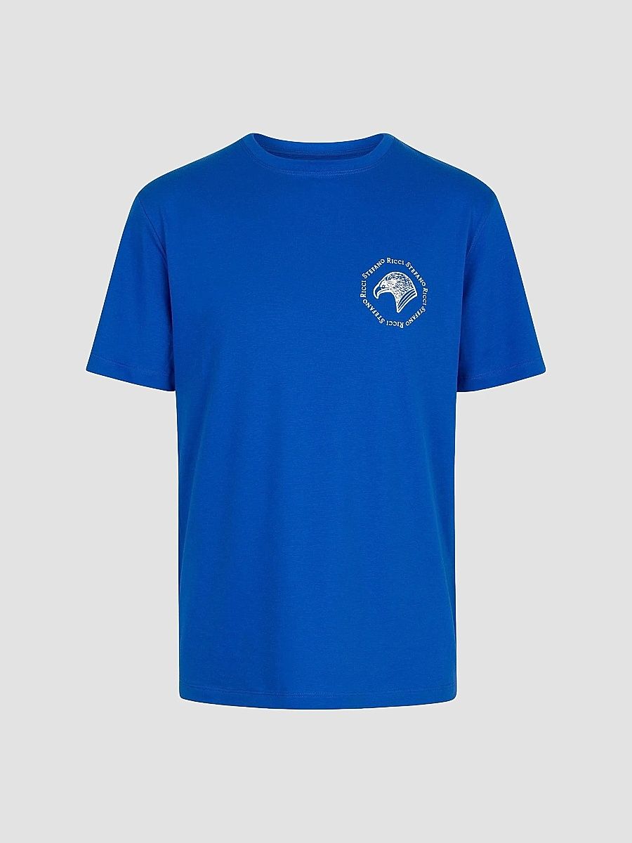 Stefano Ricci Men's Crewneck T-Shirt - Bright Blue - Size XXL