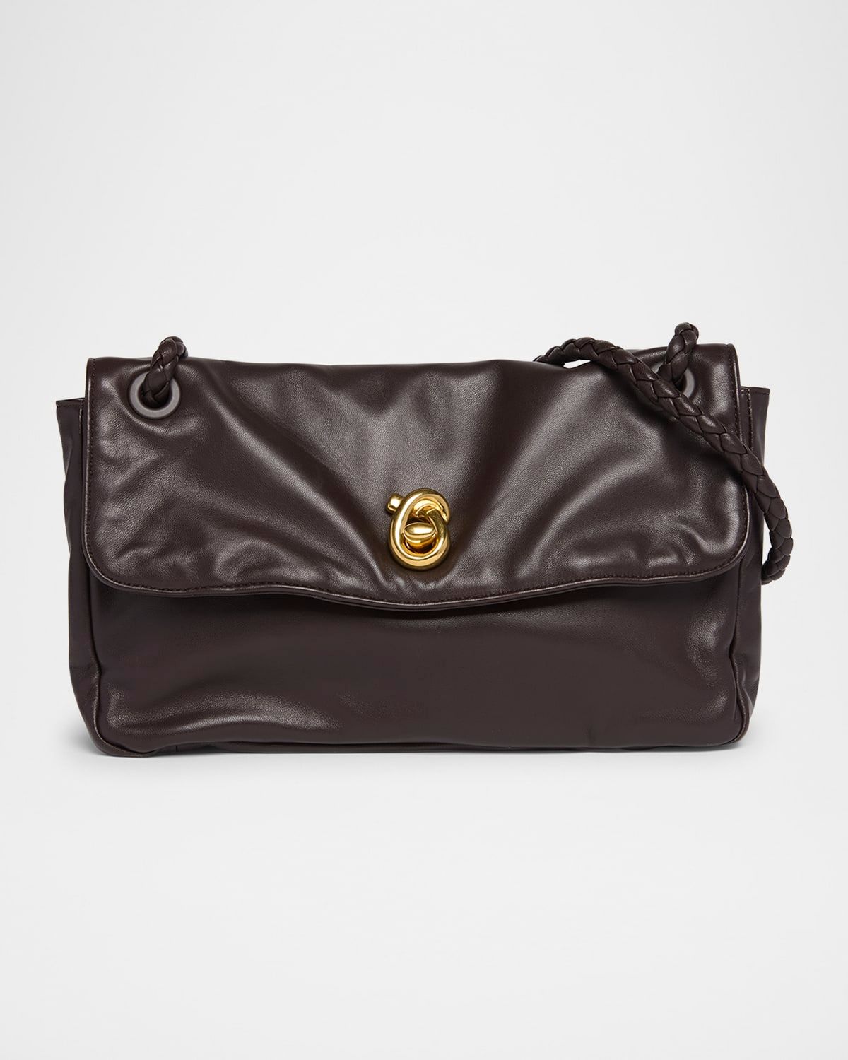 Knot Flap Leather Shoulder Bag