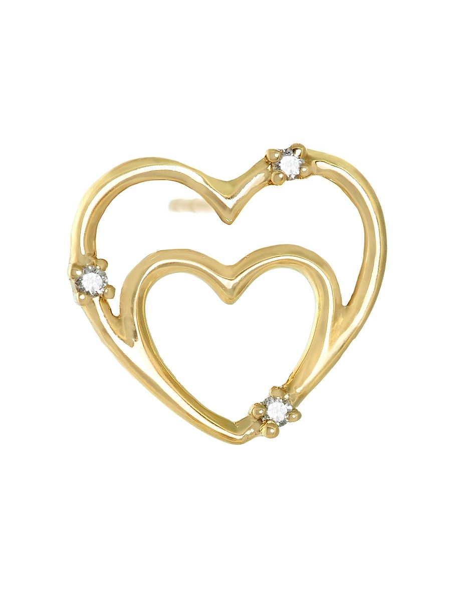 Women's I Carry Your Heart 14K-18K Gold & Diamond Stud Earrings