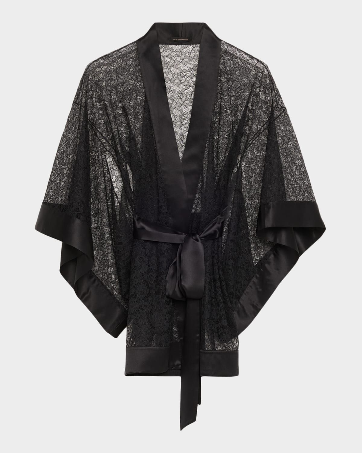 Petite Fleur Sheer Lace Kimono Robe