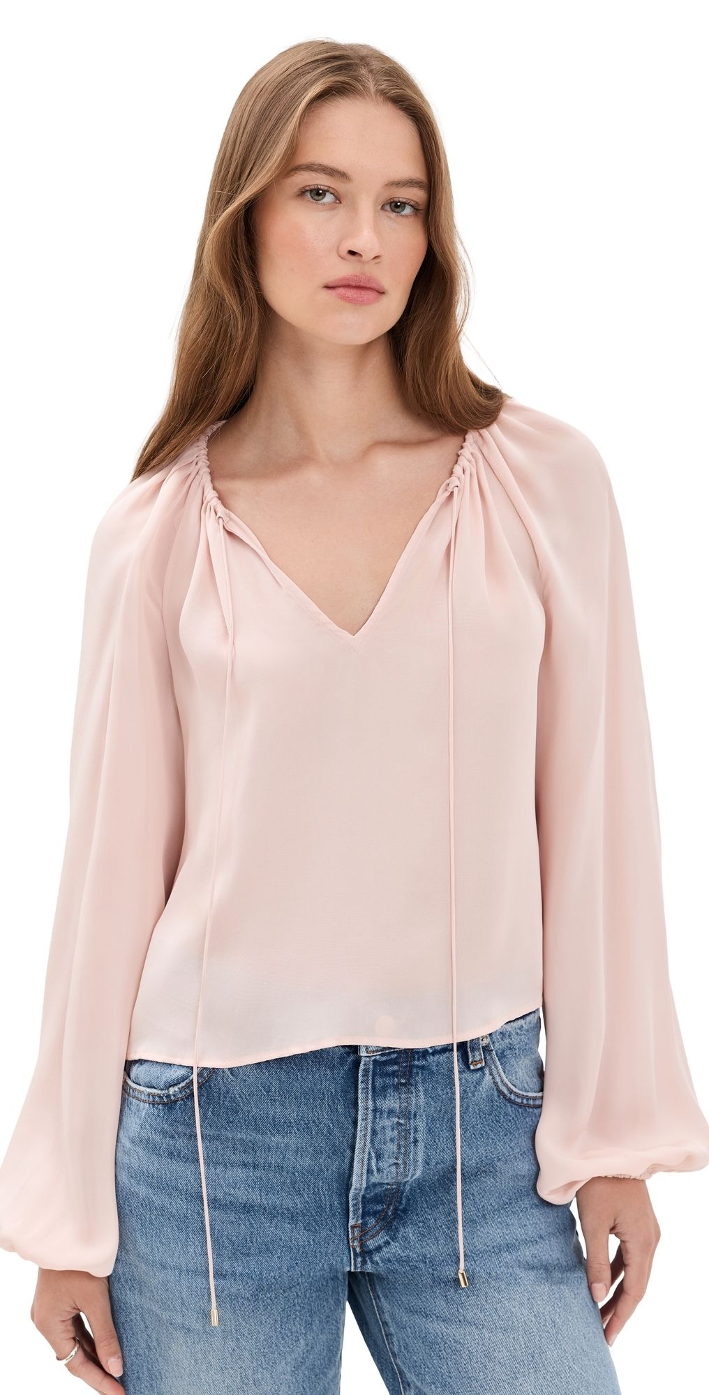 FRAME The Silk Balloon Blouse Taffy XL