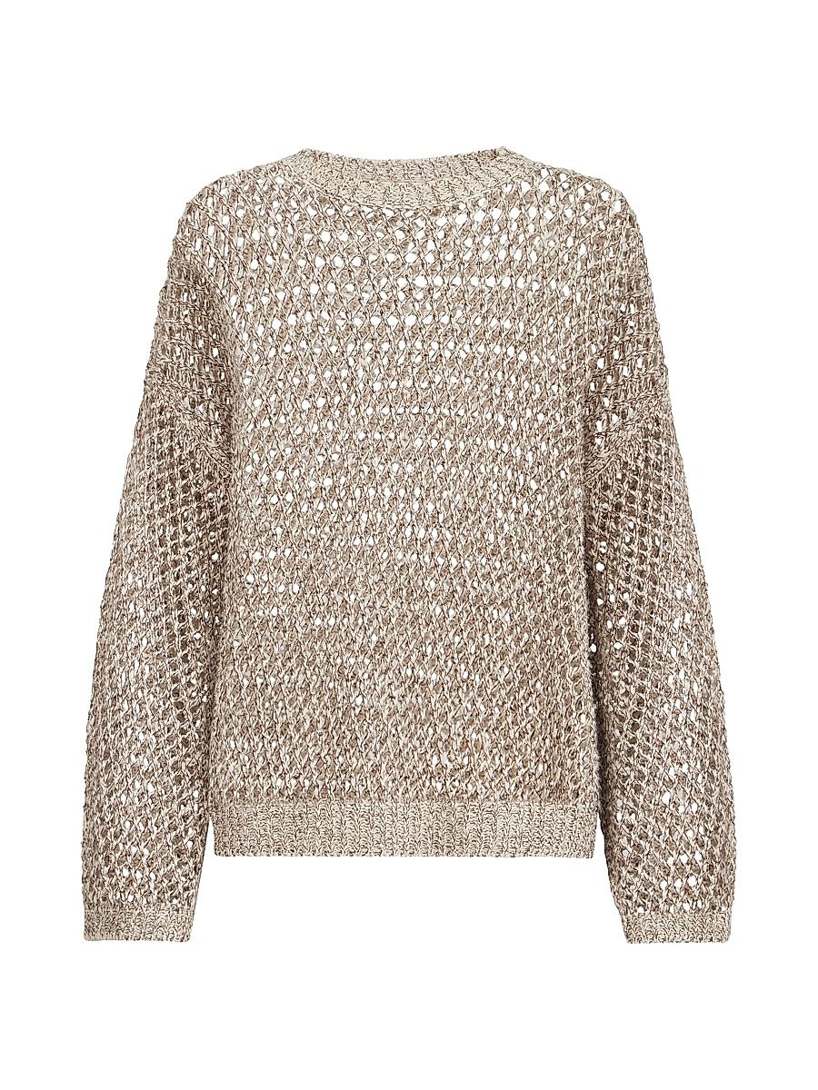 Women's Dazzling Chiné Net Sweater in Silk and Linen - Rope - Size XXXL