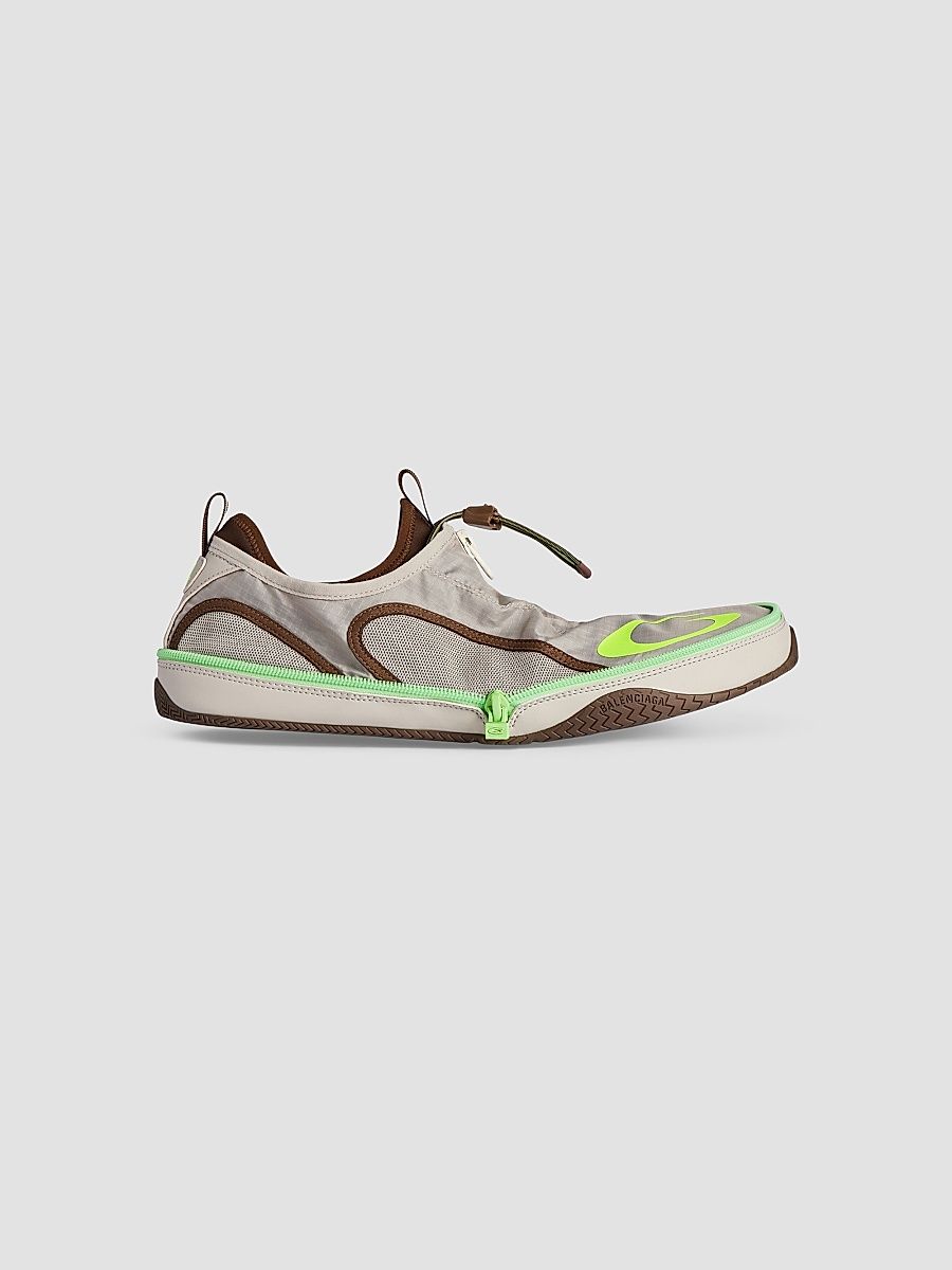 Balenciaga Men's Pocket Sneakers - Beige Neon Green - Size 6