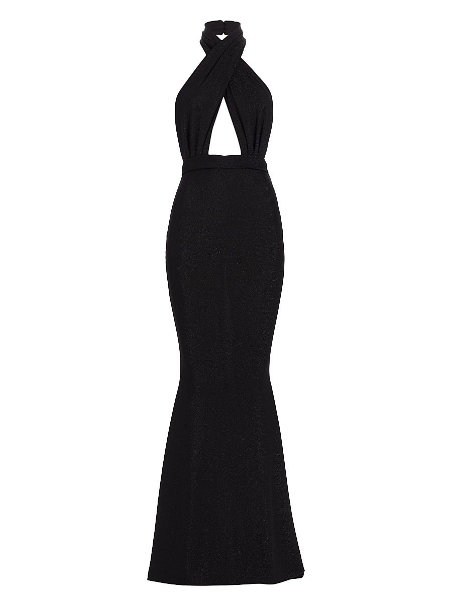 Women's Kyle Speckled Halter Mermaid Gown - Black - Size 16