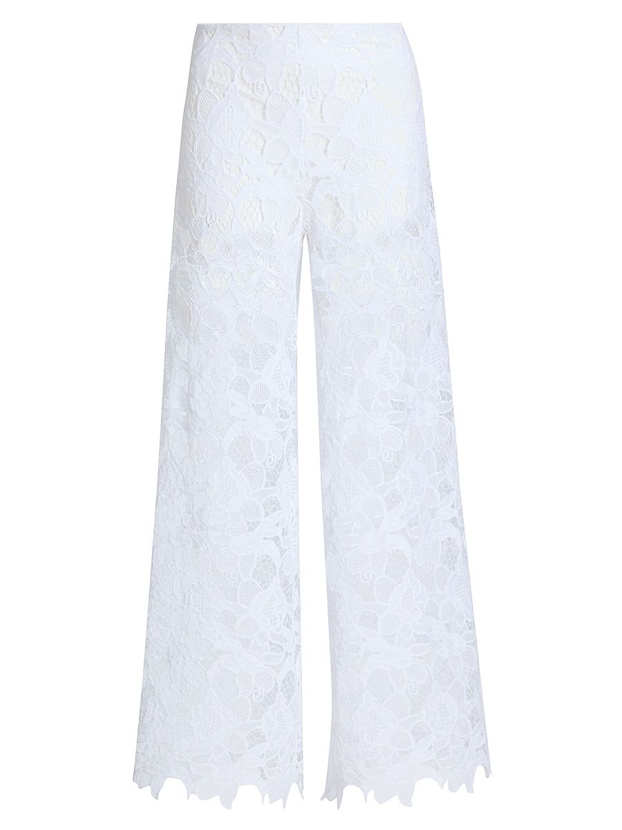Women's Emilka Lace Wide-Leg Pants - White - Size 14