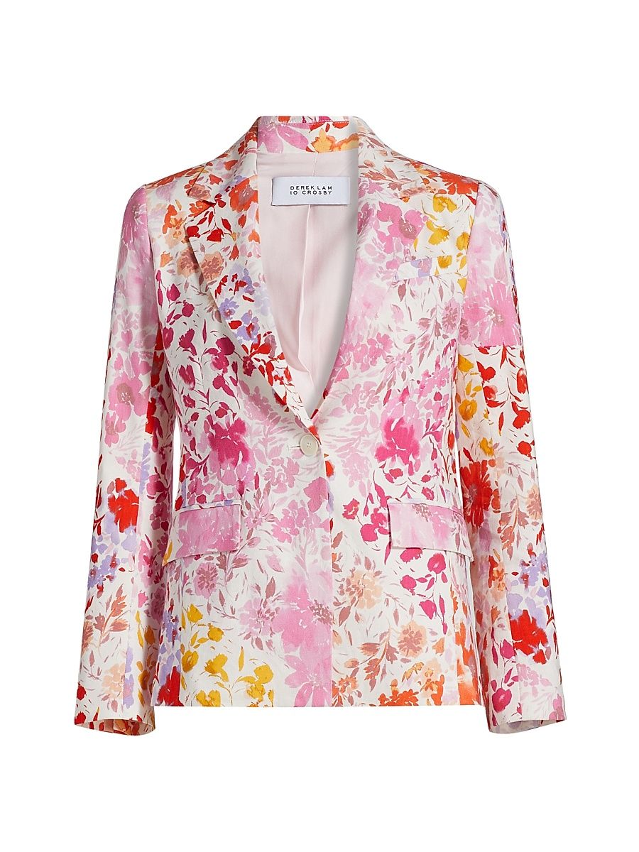 Women's Irina Floral Stretch-Linen Blazer - Rose Multi - Size 6