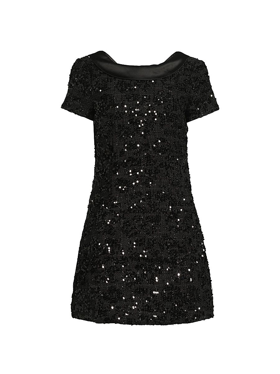 Women's Naomi Sequined Minidress - Black - Size 14