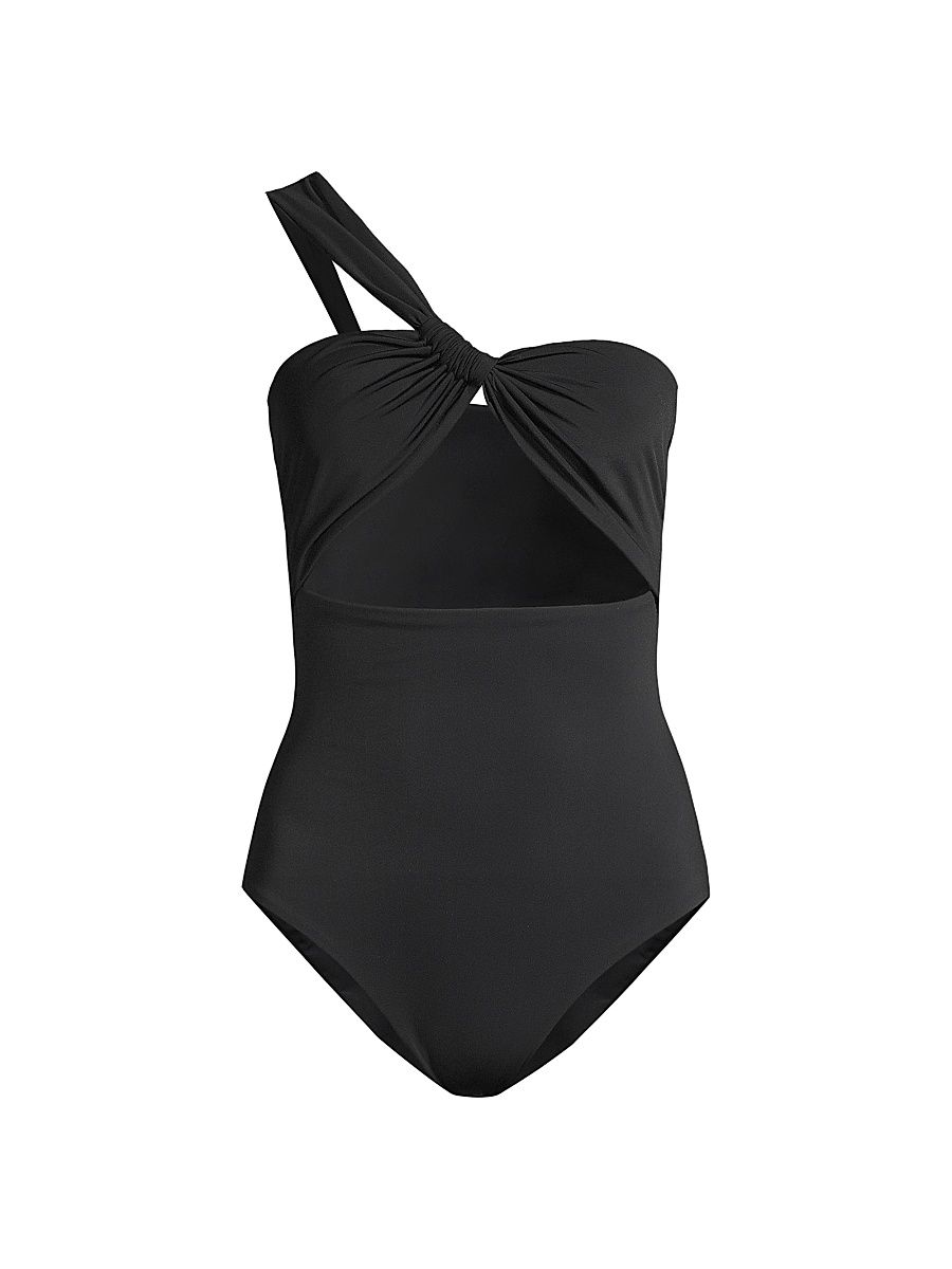 Women's Narcissus Twisted One-Piece Swimsuit - Black - Size Medium