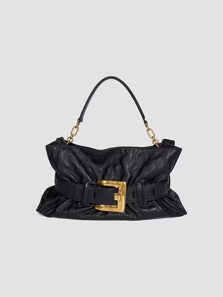 Balmain Women's Anthem Medium Quilted Leather Shoulder Bag - Noir