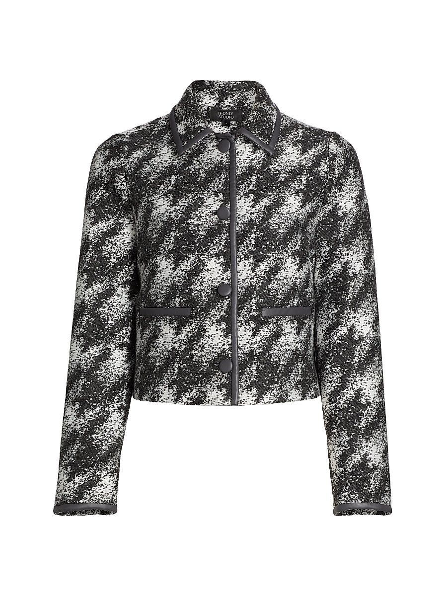 Women's Two-Tone Crop Jacket - Charcoal White - Size 10