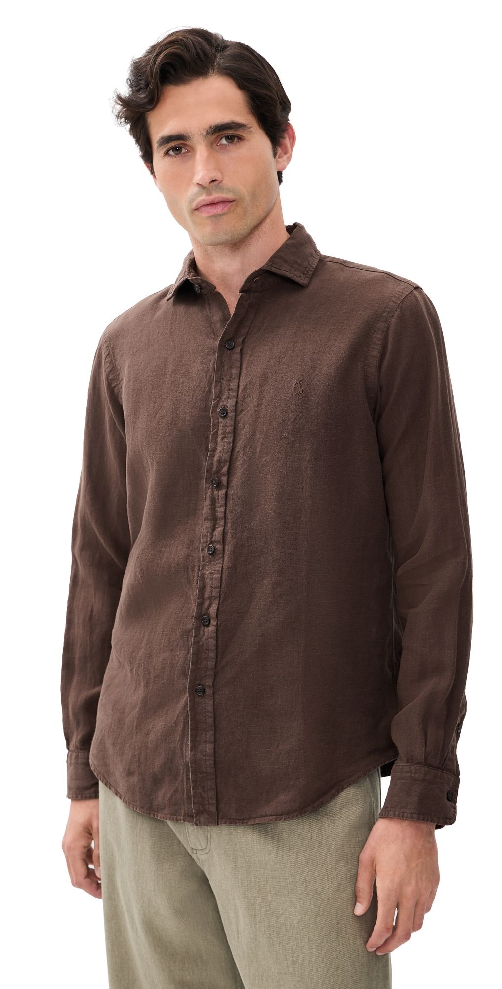Polo Ralph Lauren Linen Button Down Shirt Nutmeg Brown S