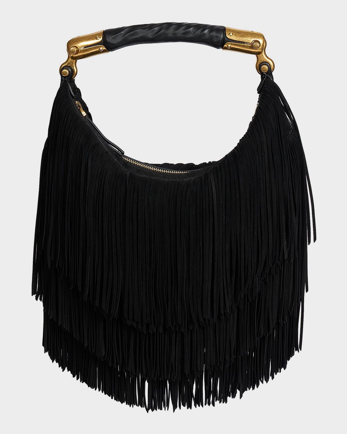 Ebene Suede Fringe Hobo Bag