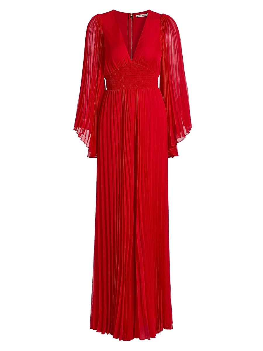 Women's Bennet Pleated Jumpsuit - Bright Ruby - Size 2
