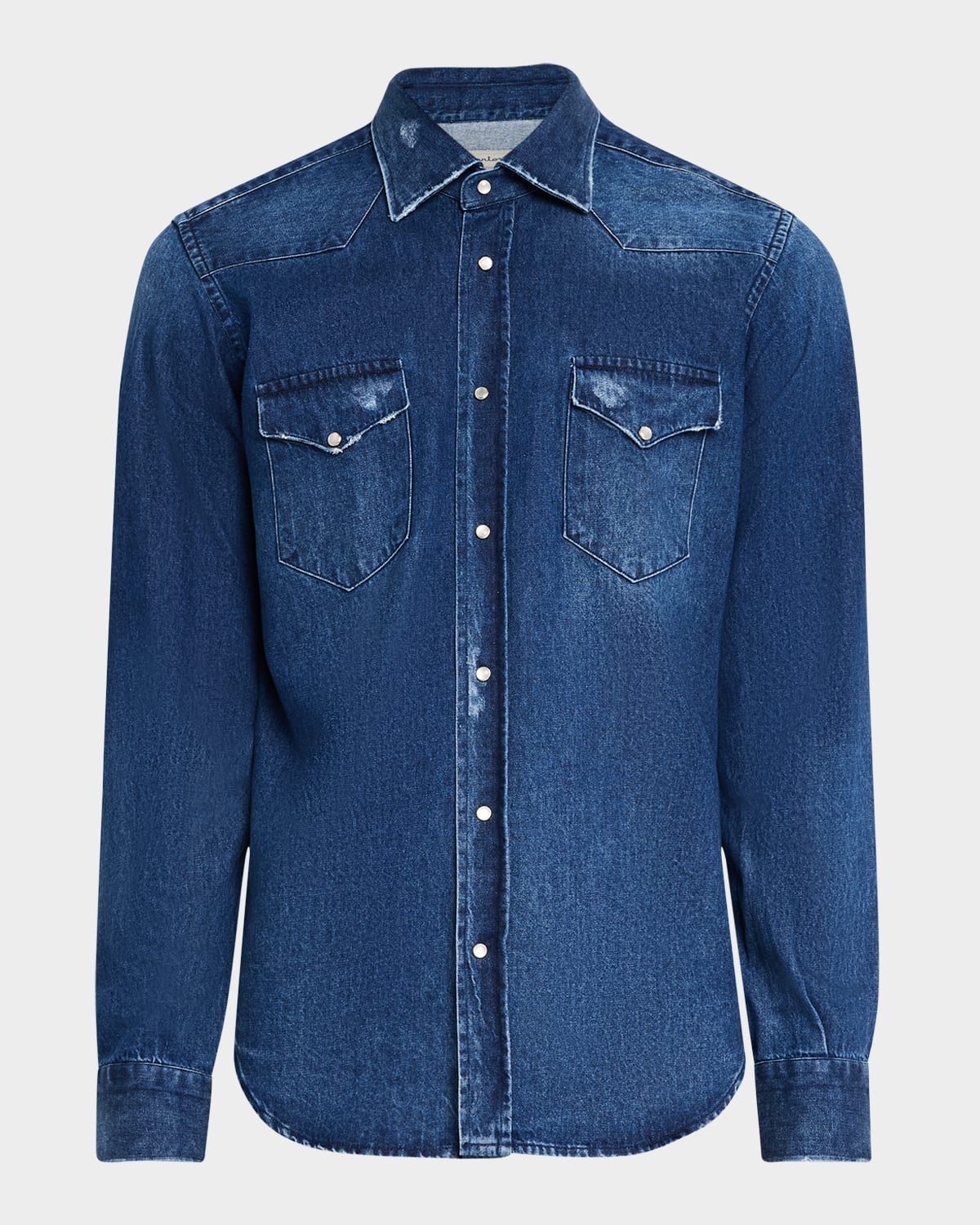 Men & apos;s Dark-Wash Denim Western Shirt