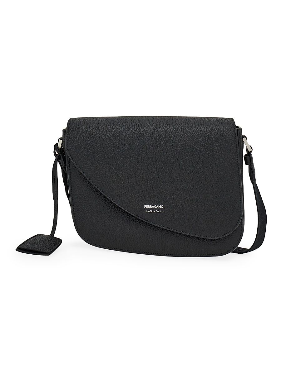 Men's Fiamma Leather Shoulder Bag - Nero