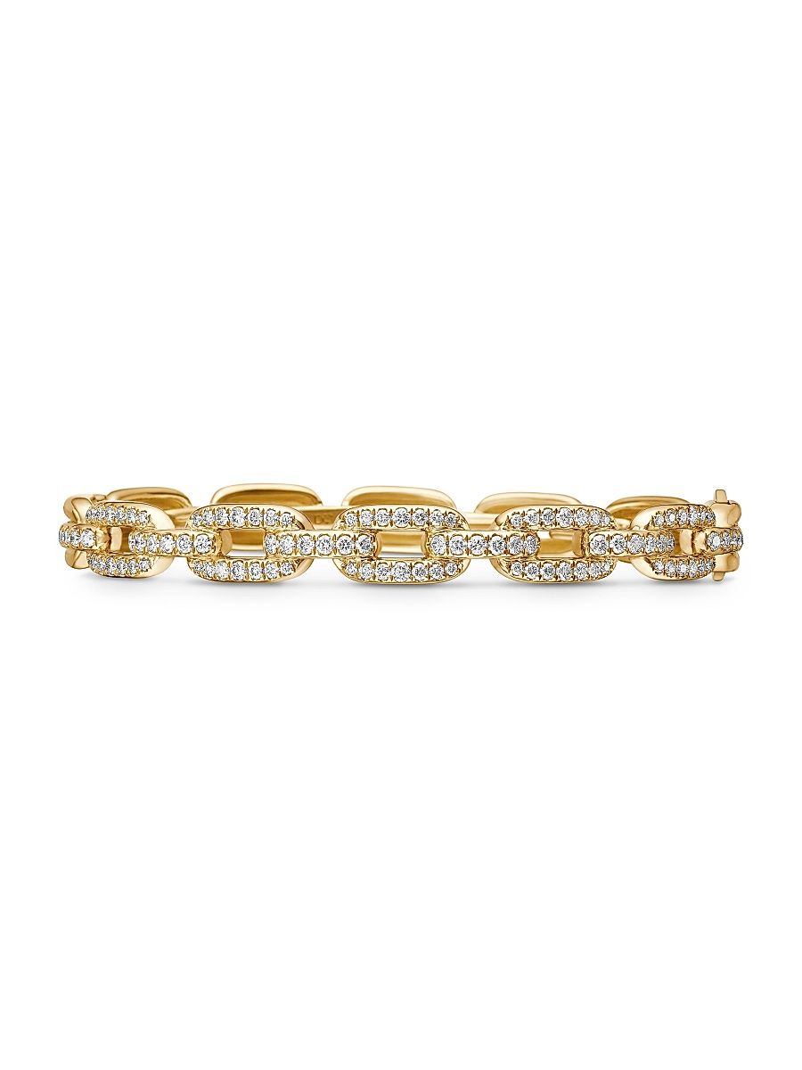 Women's Stax Chain Link Bracelet in 18K Yellow Gold - Diamond - Size Medium