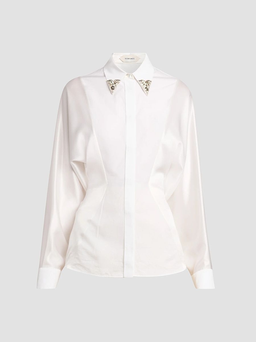 Versace Women's Informal Poplin Shirt - Optical White - Size 0